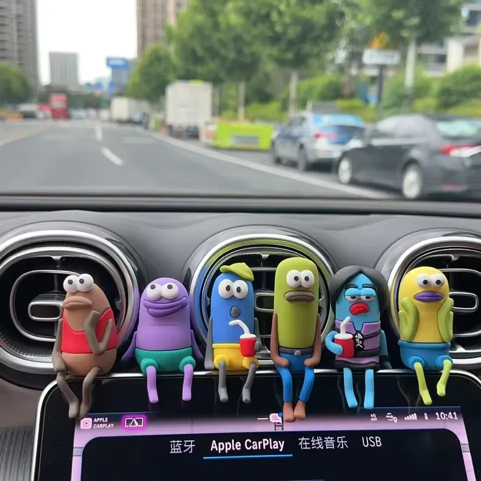 New Bikini Bottom Car Accessory,  Funny Cartoon Character Dashboard Figurines, 2-in-1 Vehicle & Home Desk Decor, Creative Gift