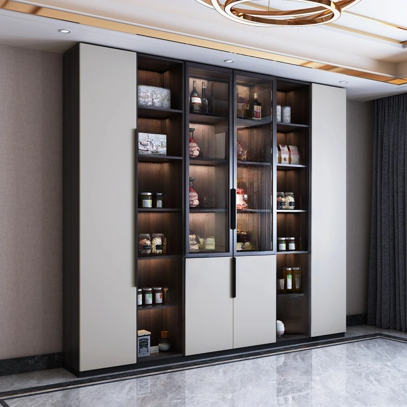 

The dining side cabinet and wine cabinet are integrated against the wall. Modern simple dining room, living room decorative