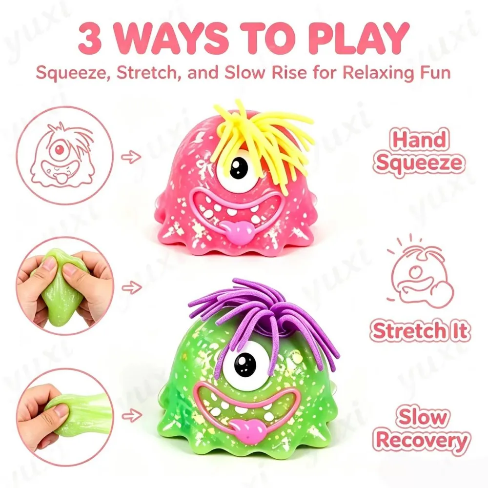 Weird Hair Monster Squishy Fidget Toy, AntiStress Squeezy Toy for Children & Adults Holiday Surprise Present