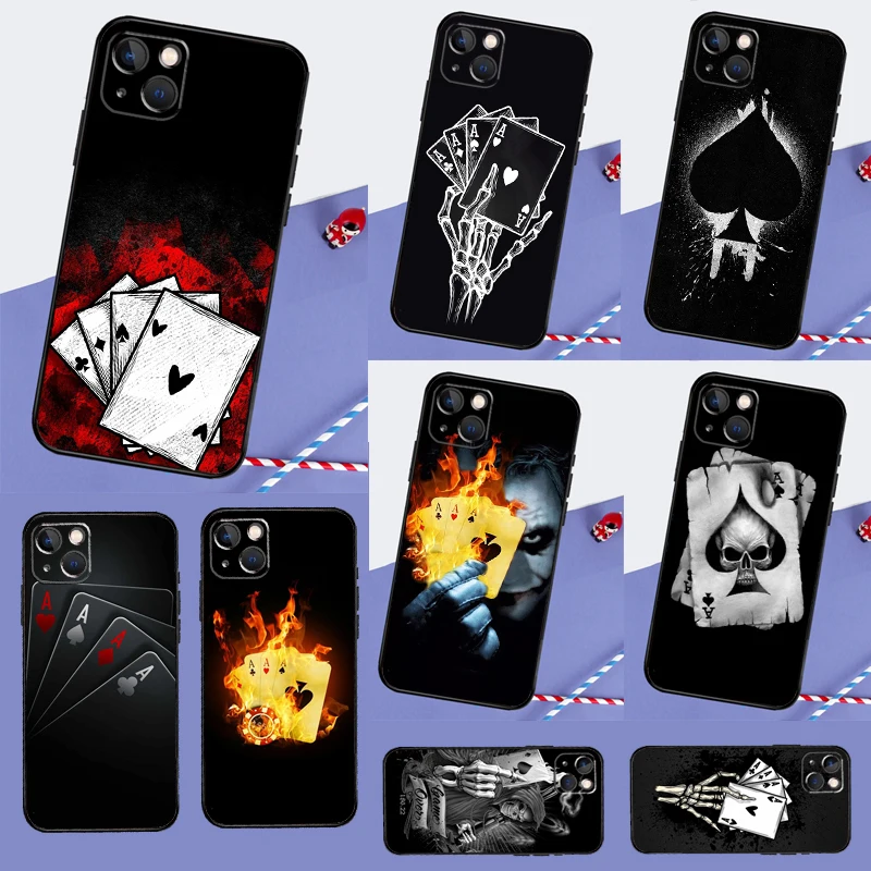 Mystery Poker Card Phone Case For iPhone 16 15 11 12 13 14 Pro Max Mini XS XR X 7 8 Plus Soft TPU Cover