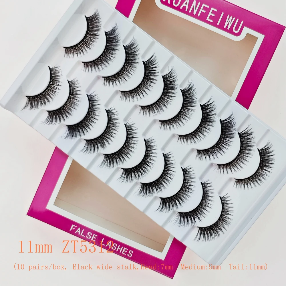 Xuanfeiwu Ciglia a stelo duro allungate con coda inclinata in stile volpe, trucco monopezzo Ciglia finte naturali per spettacoli teatrali, Ciglia realistiche per cosplay per feste