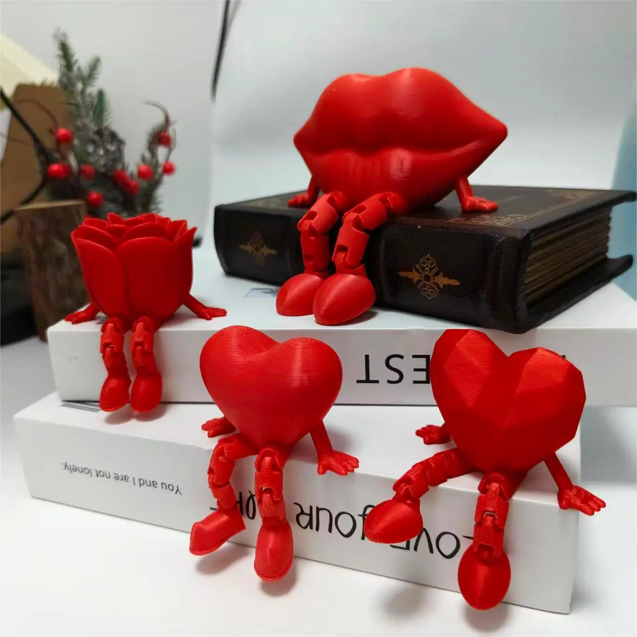 Cadeaux de Saint-Valentin Figurine de cœur rouge imprimée en 3D Cadeau romantique pour la Saint-Valentin Anniversaire Anniversaire Autres cadeaux de vacances