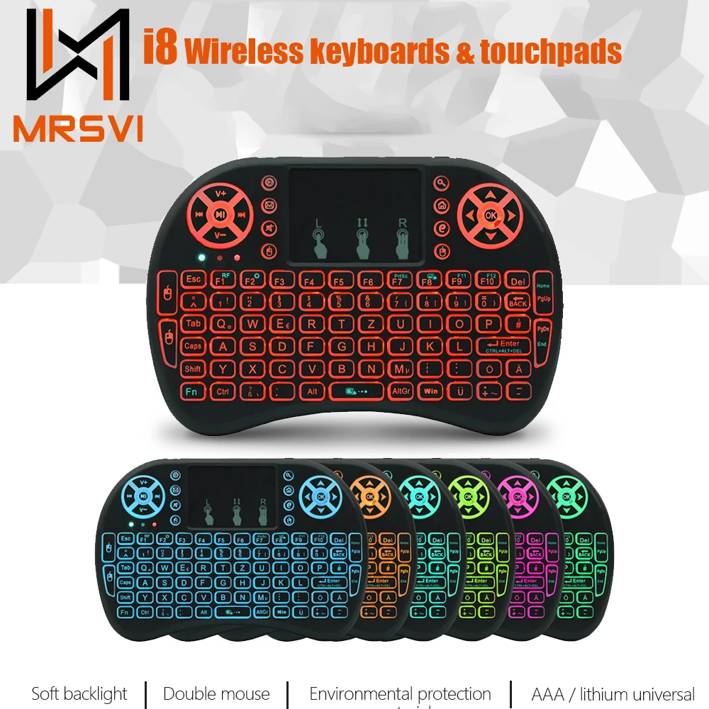 

i8 Mini Wireless Keyboard Backlit English Russian French Spanish Portuguese 2.4G Air Mouse Remote Touchpad for Android TV Box PC