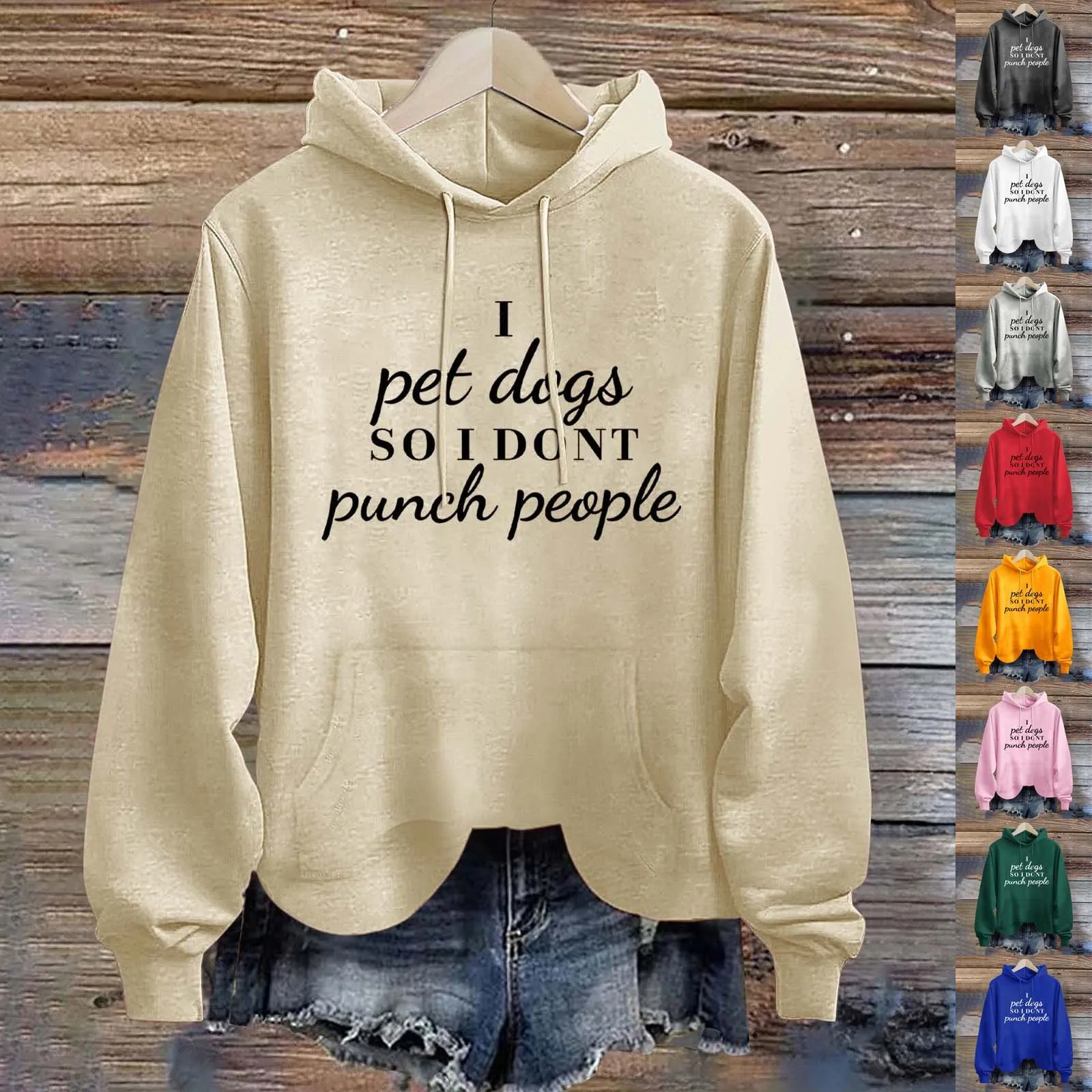 

I Pet Dogs So I DON't Punch People Letter Print Women's Fashion Round Thin Hoodie Zip Knitted Jacket Women Hoodies Teen Girls