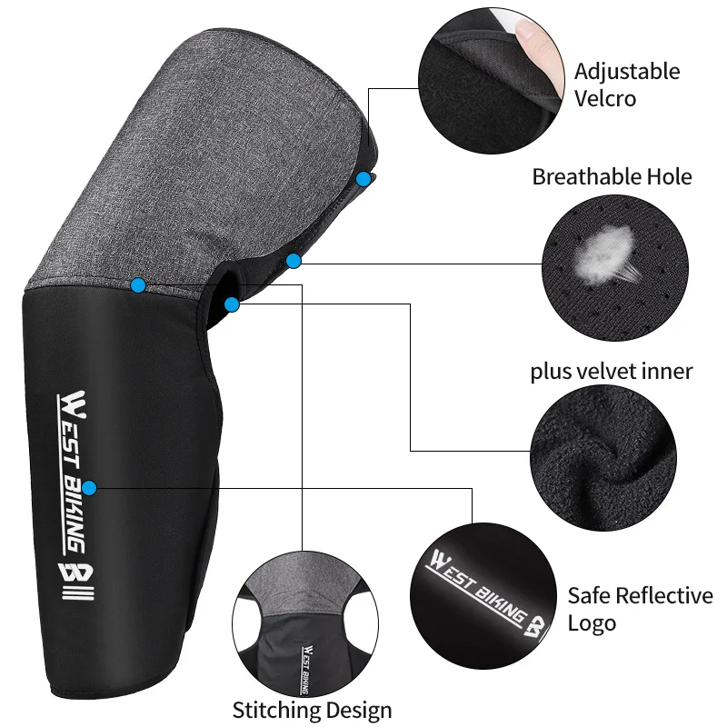 WEST BIKING Winter Cycling Thermal Leg Warmers Windproof Waterproof Knee Sleeves with Warm Fleece Lining & Reflective Safeties