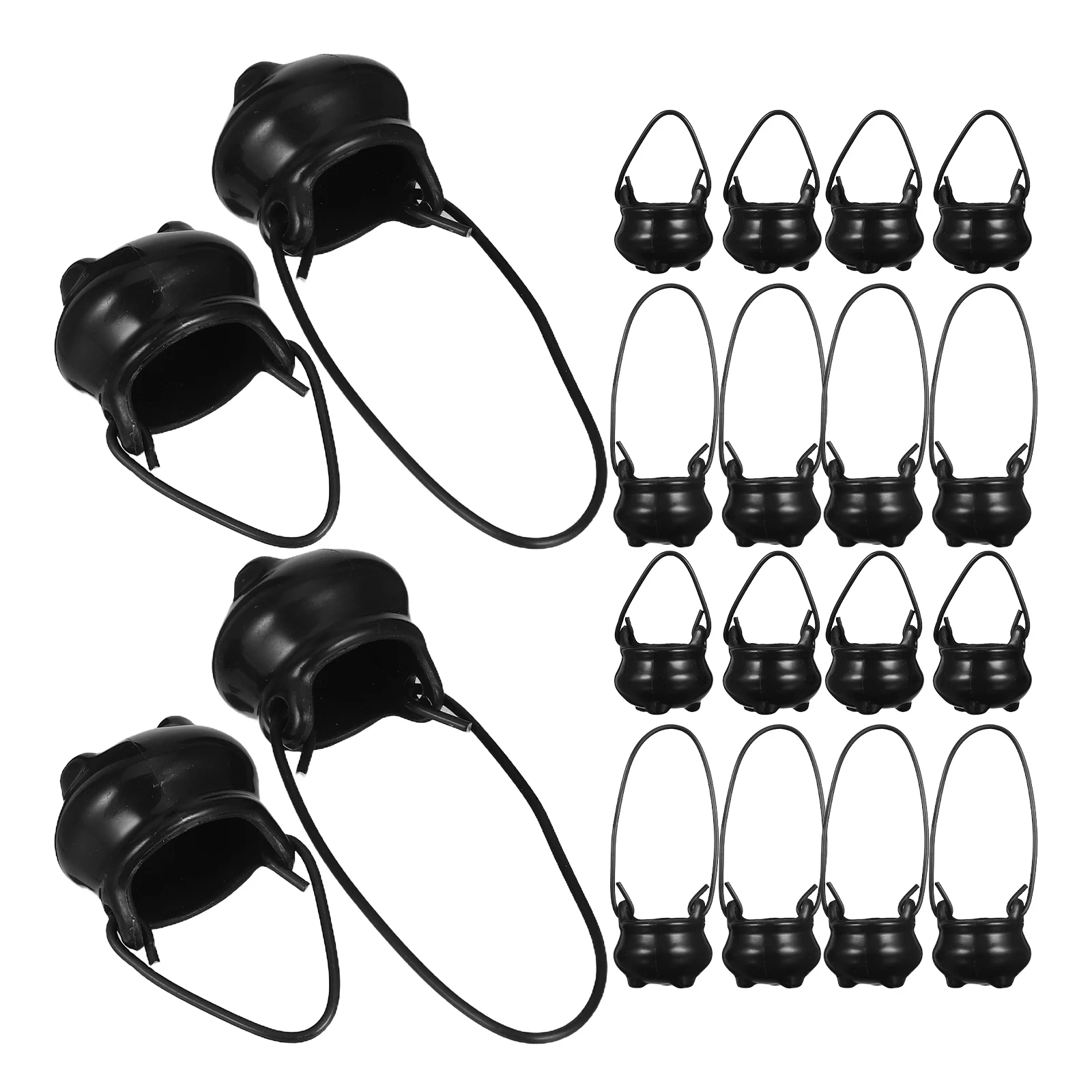 

12 Pcs Miniature Witch Pot Cauldron Black Plastic Dollhouse Kitchen Accessories with Handle Bowl Child