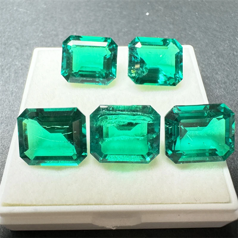 Lab Grown Green Color Gemstones Columbia Emerald Gemstone Charms Beads  for Diy Jewelry Making Selectable AGL Certificate