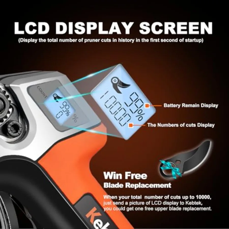 Cordless Electric Pruning Shears 35MM with 18V Brushless Motor for Professional Tree Trimming and Garden Maintenance Includes 2