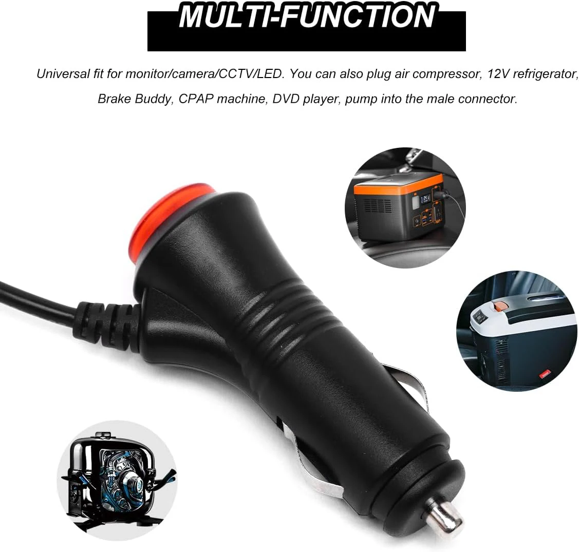 12V Car Cigarette Lighter Socket Splitter Plug Connector With On Off Switch Radar Navigator Car Charger Power Adapter