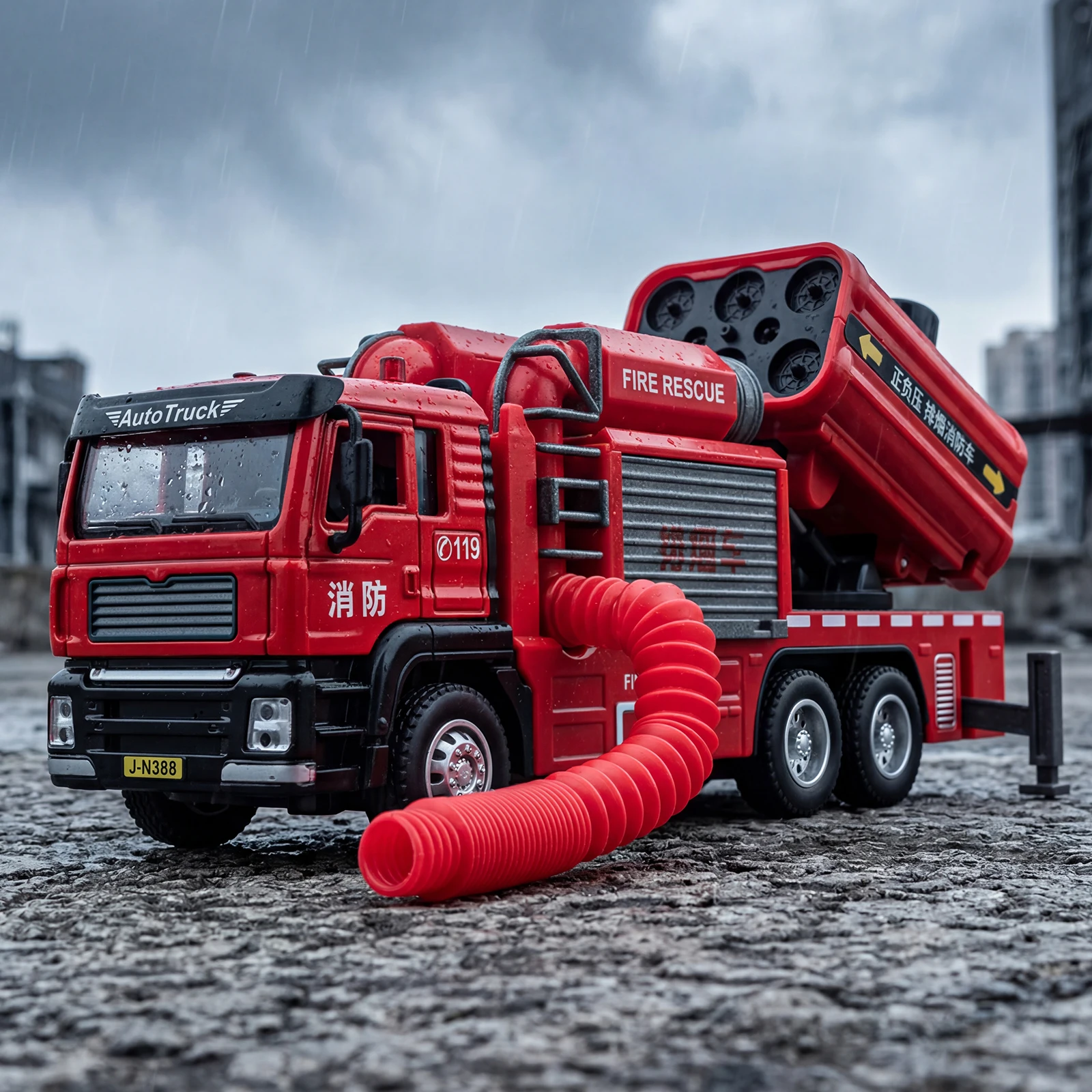 1:50 Smoke Exhauster Fire Fighting Vehicle Alloy Metal Diecast Model Car Home Decoration And Computer Desktop Ornaments Holiday