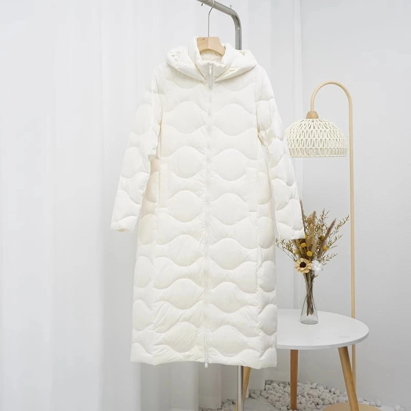 Autumn Winter Women's WarmThick Down Coat White Duck Down Jacket Female Slim Long Hooded Bigsize Parkas Outwears
