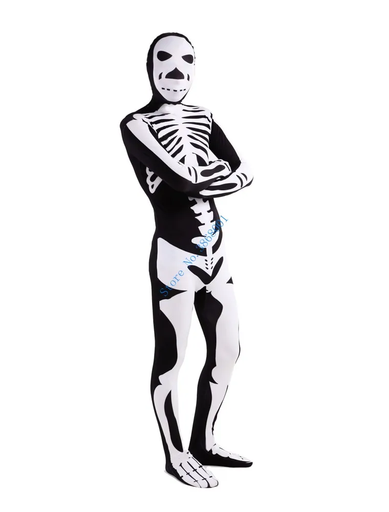 Halloween cosplay trajes de festa dia fantasma catsuit impressão lycar preto bodysuit horror crânio palco desempenho roupas traje