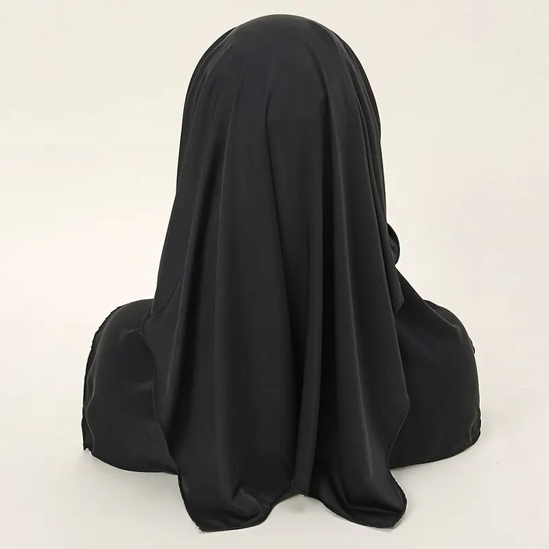 Black Niqab Face Veil Cover For Women Muslim Hijab 3 Layer Prayer Khimar Niqab Fashion Full Face Cover Headband Scarf 63*54cm