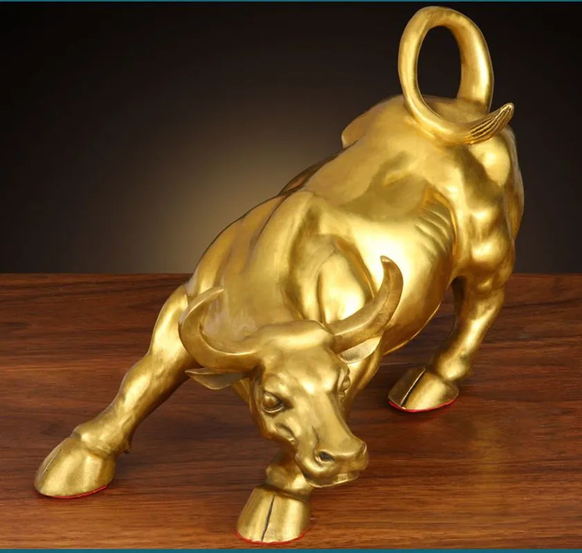 Brass Wall Street Bull Statue Bull Statue Miami Bull Statue Home Feng Shui Artwork Desktop Decoration Sculpture