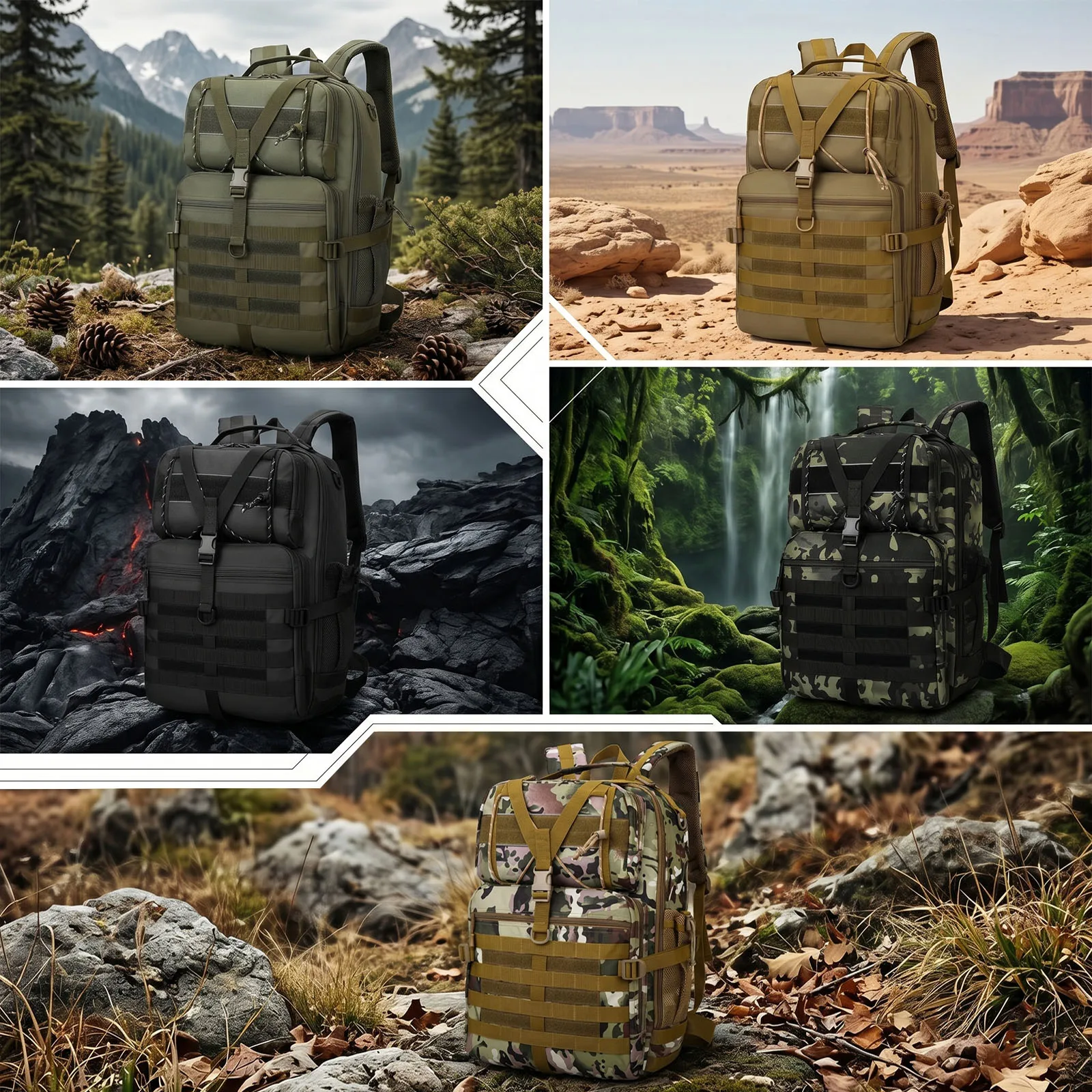 Men's Tactical Large Capacity Backpack,Waterproof Multi-functional Outdoor Travel Bag,Heavy Duty Hiking Camping Daypack