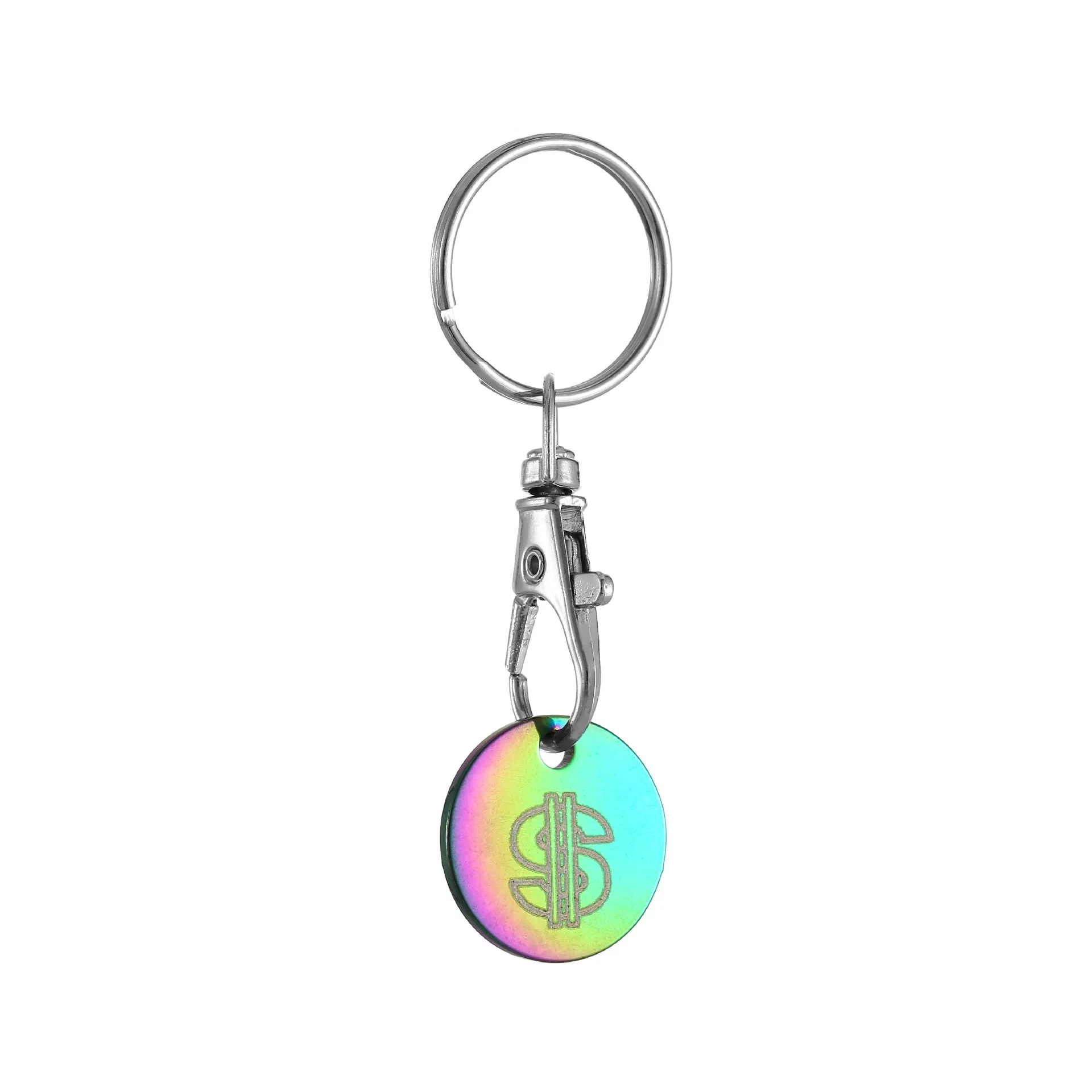 keychain carriage Shopping Cart Tokens Keychain Metal Stainless Steel Portable Shopping Cart Tokens Key Ring Ornament Decoration
