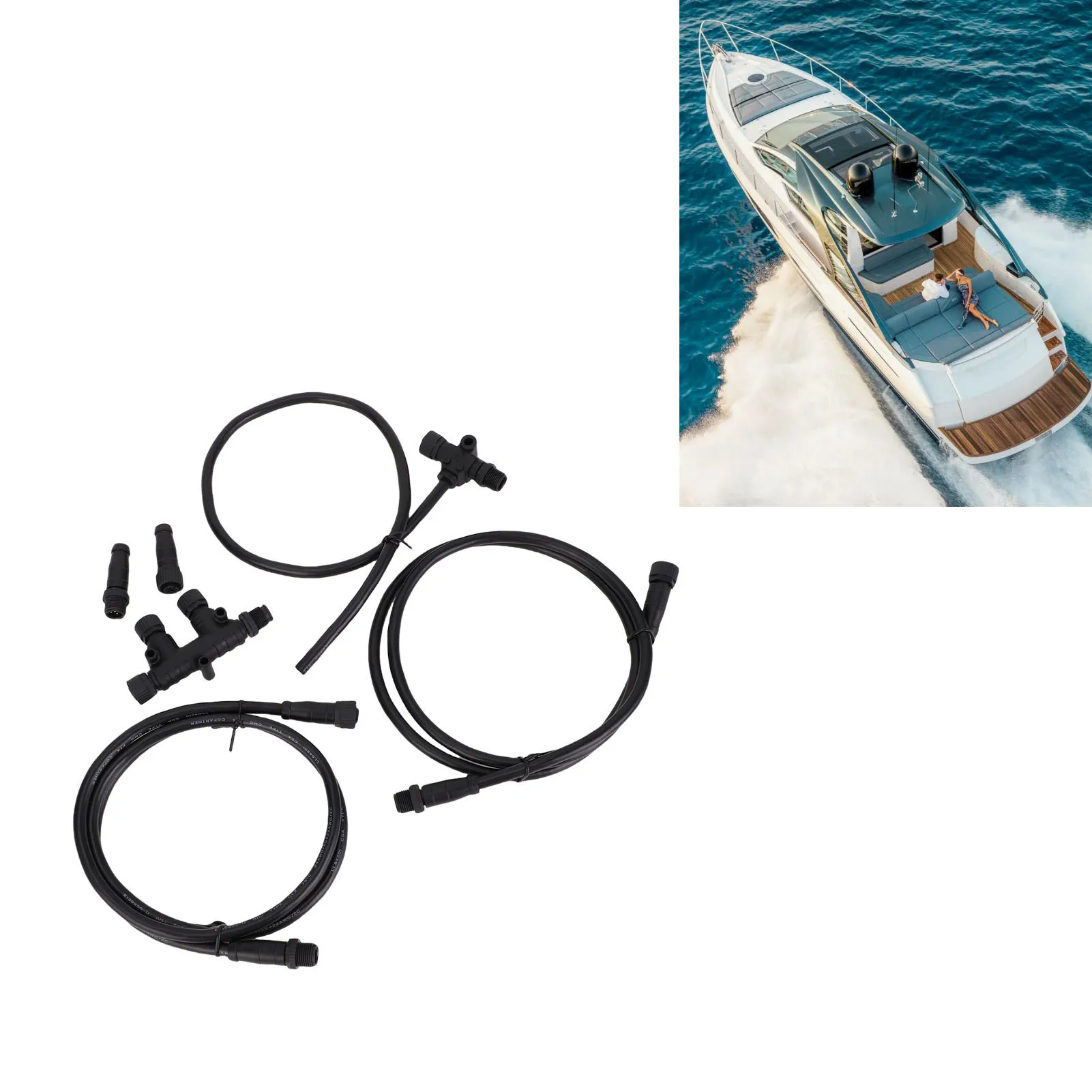 

NMEA 2000 Network Cables Male Female Terminator T Connector Anti Aging NMEA 2000 Starter Kit for Boat Replacement for Lowrance