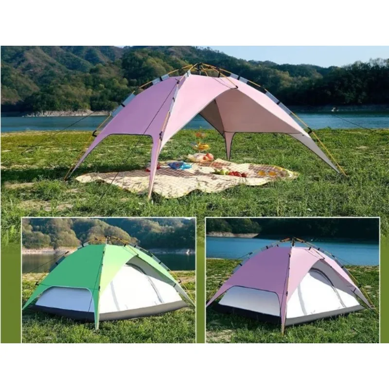 Automatic Pop Up Camping Outdoor Pink Green Double-layer Picnic Breathable Tent