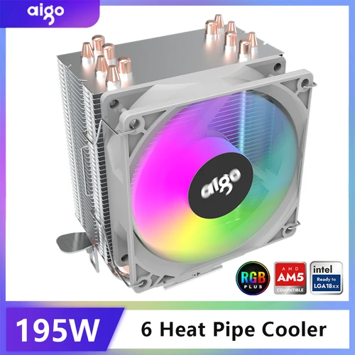 Imagen 1 del producto Aigo ICE CPU Cooler 2 4 6 tubos de calor PC radiador PWM 3PIN 90mm CPU refrigeración ventilador Rgb silencioso para Intel 1700 1150 1156 1366 1155 AMD