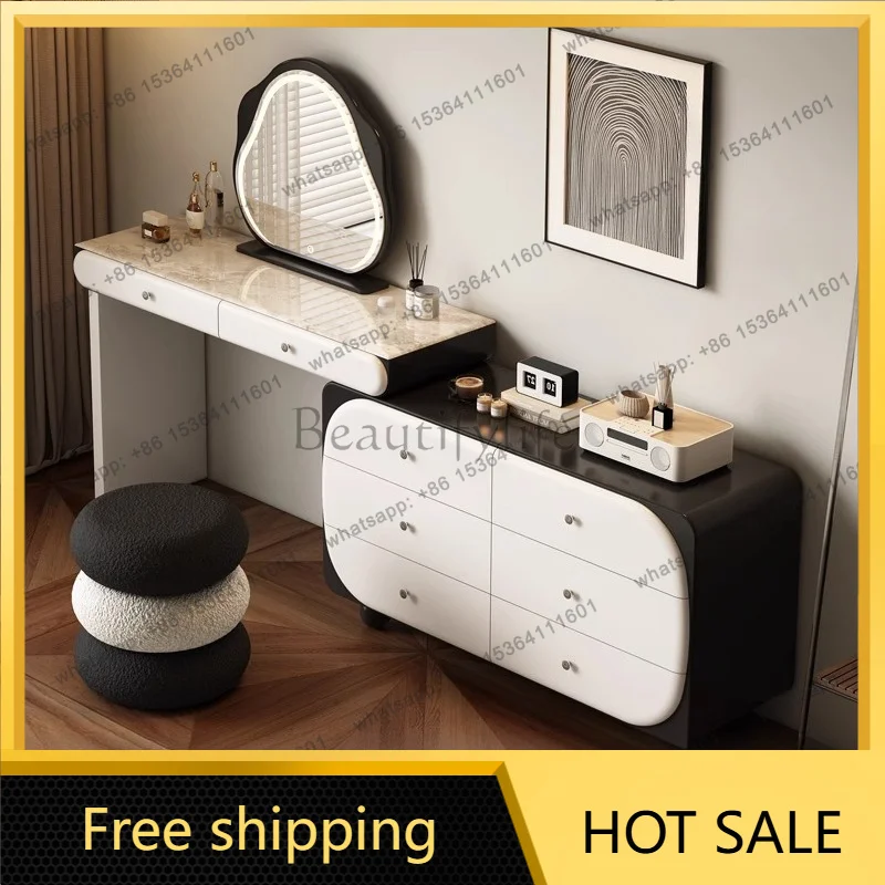 zj.Luxury Makeup Vanity Table Bedroom Mirror Chair Light Drawers Cabinet Vanity Table Organizer Bedside Vestidores Trendy Furnit