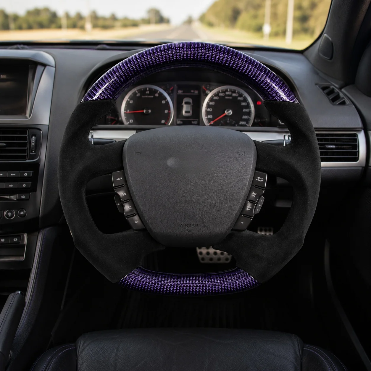 Purple Carbon Fiber Alcantara Steering Wheel For Ford Falcon FG XR XR6 XR8 2008-2014 Custom Performance