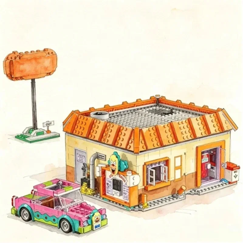 1635-teiliges City Street View Bausatzmodell, urbaner Fast-Food-Laden MOC-Display-Ornament, DIY handgefertigte Heimdekoration, Geburtstags- und Feiertagsgeschenk für Hobby-Sammler