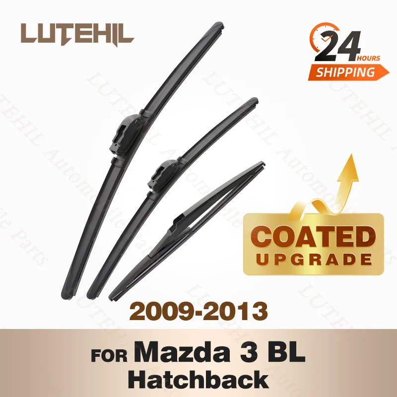 

LUTEHIL's Silicone Front & Rear Wiper Set For Mazda 3 BL Hatchback 2009 - 2013 2010 coated windshield wiper blade 24"+19"+14"