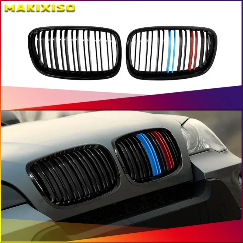 

1 Pair Front GrillesFor BMW X5/X6 E70 E71 2008-2014 Gloss Matte Black Kidney Grill Carbon Fiber Replacement Front Bumper Grilles