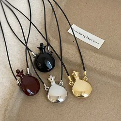 Vintage Metal Water Bottle Pendant Necklace for Women Girls Adjustable Wax Rope Sweater Chain Fashion Jewelry Accessories