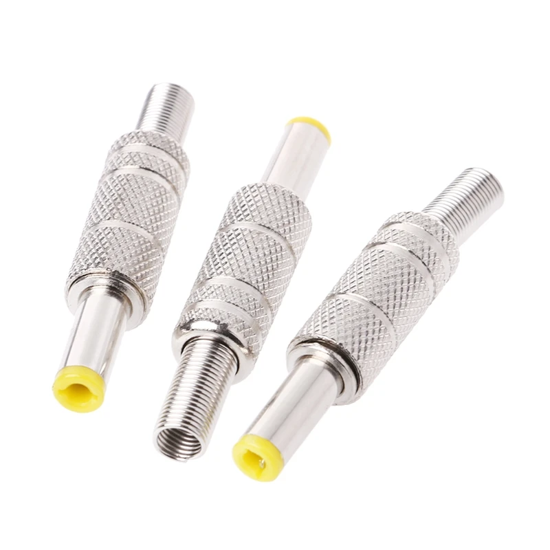 G6DC 5 Pcs Metal 5.5x2.1mm for DC Power Male Plug Adapter Connector with Yellow