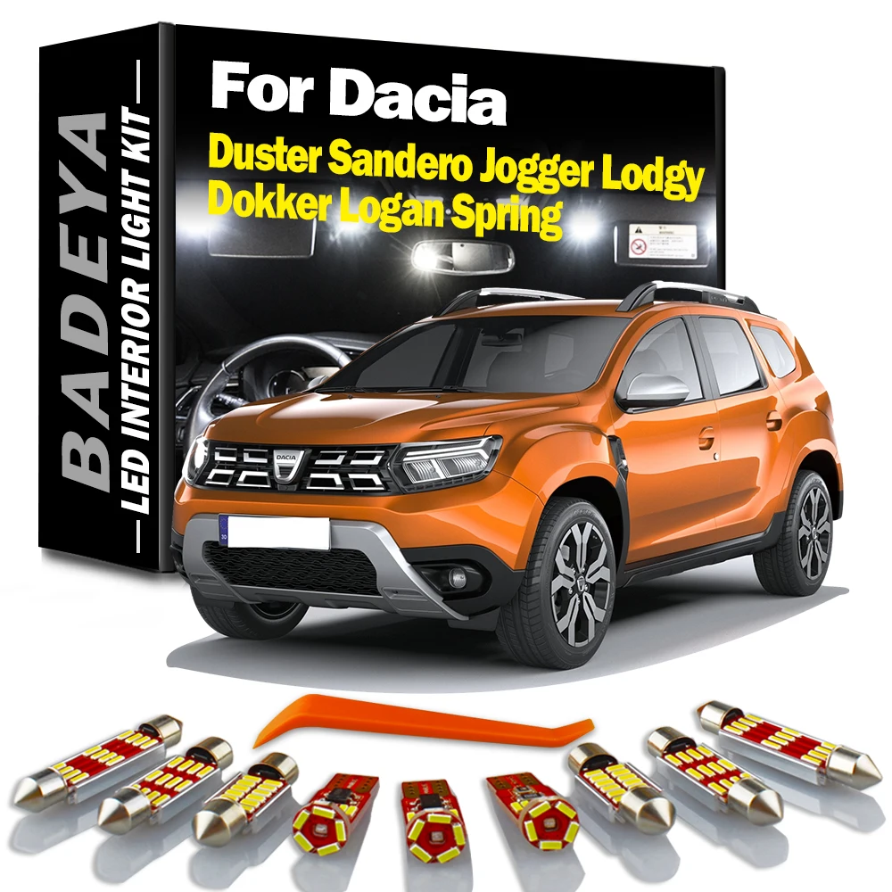 Interior LED Light Kit For Dacia Duster Sandero Lodgy Dokker Jogger Logan Spring MK1 MK2 MKI MKII Trunk Reading Bulbs No Error