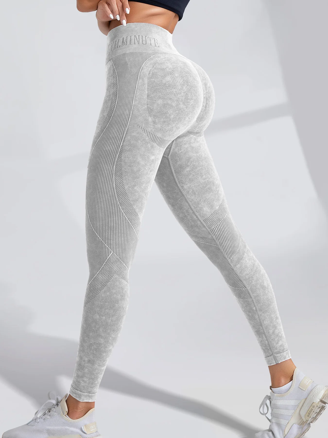 Women Seamless Gym High Waist Yoga Pants Hip Lifting Outdoor Sports Tight Waist Letter Sand Washed Pants Exercise Yoga Leggings