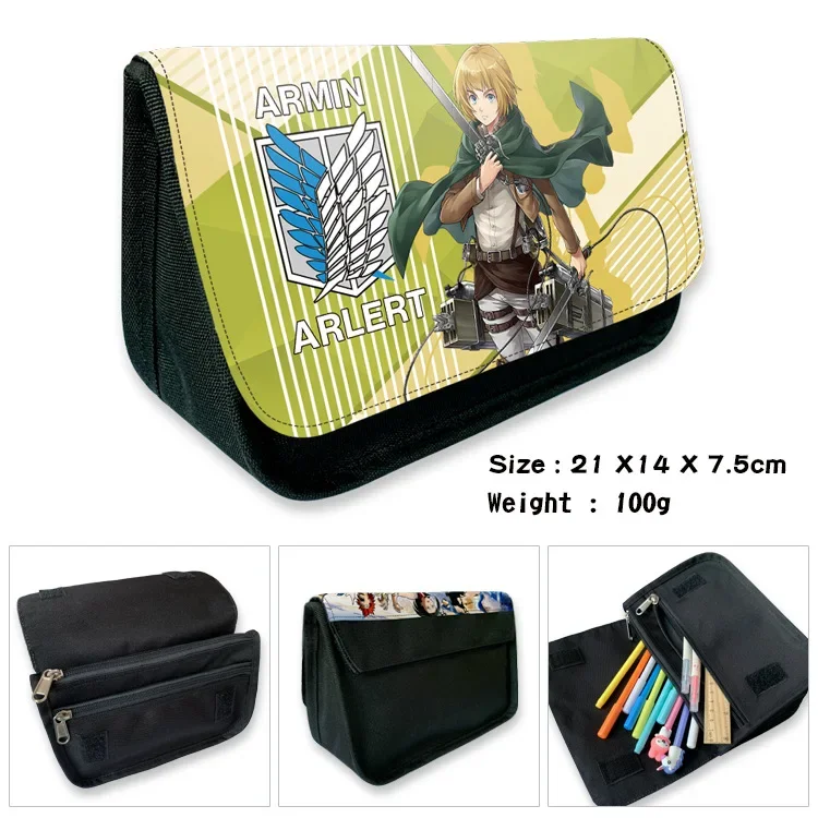 Atak na tytana Anime trójkątna torba na długopis Eren Mikasa Levi piórnik studencki chłopcy dziewczęta dzieci Cartoon szkolne etui na artykuły papiernicze