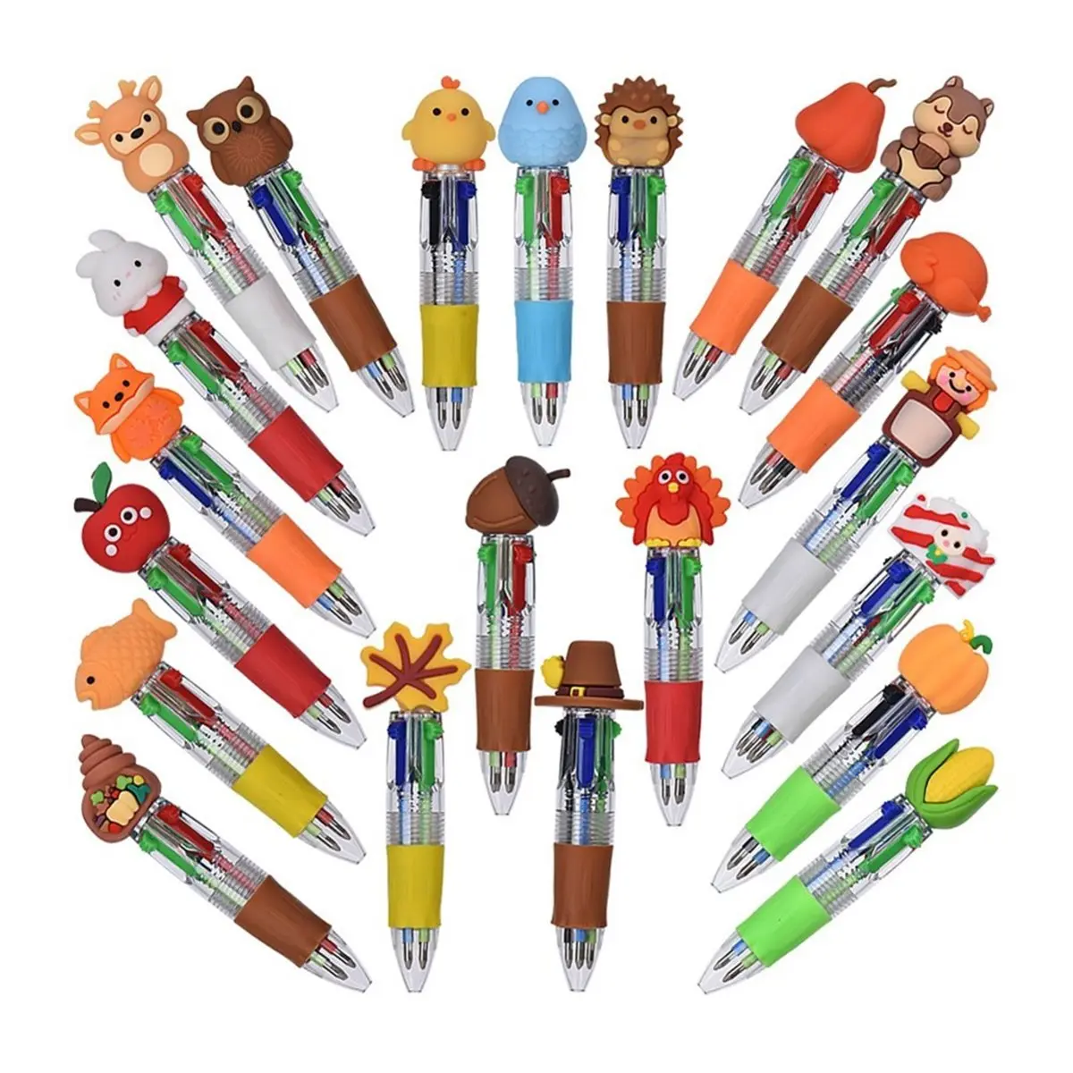 Promotion 50 Pack Multicolor Cute Pens Student Gift Bulk,Retractable Fun Ballpoint Pens for Classroom Prize School Gift Exchange