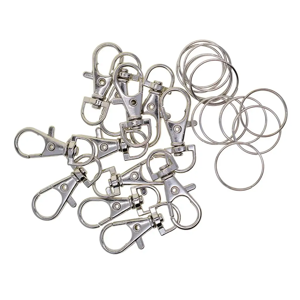 2-6pack 24 Pieces Alloy Swivel Lanyard Snap Hook with Key Rings DIY