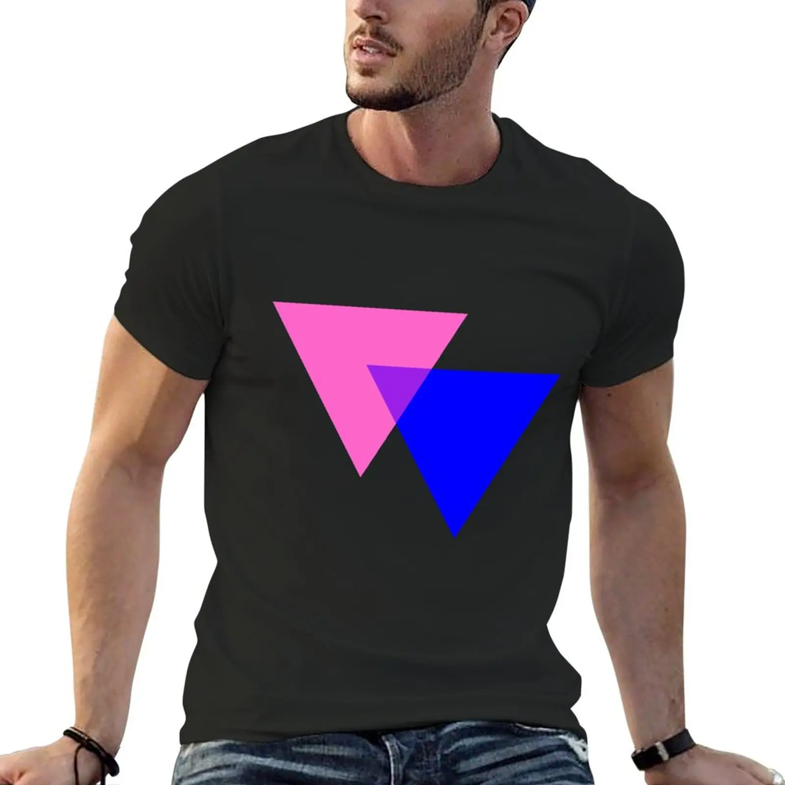 Bisexual Pride Symbol- Triangles T-Shirt anime tshirt cotton graphic tees blue archive custom shirt mens t shirts top quality