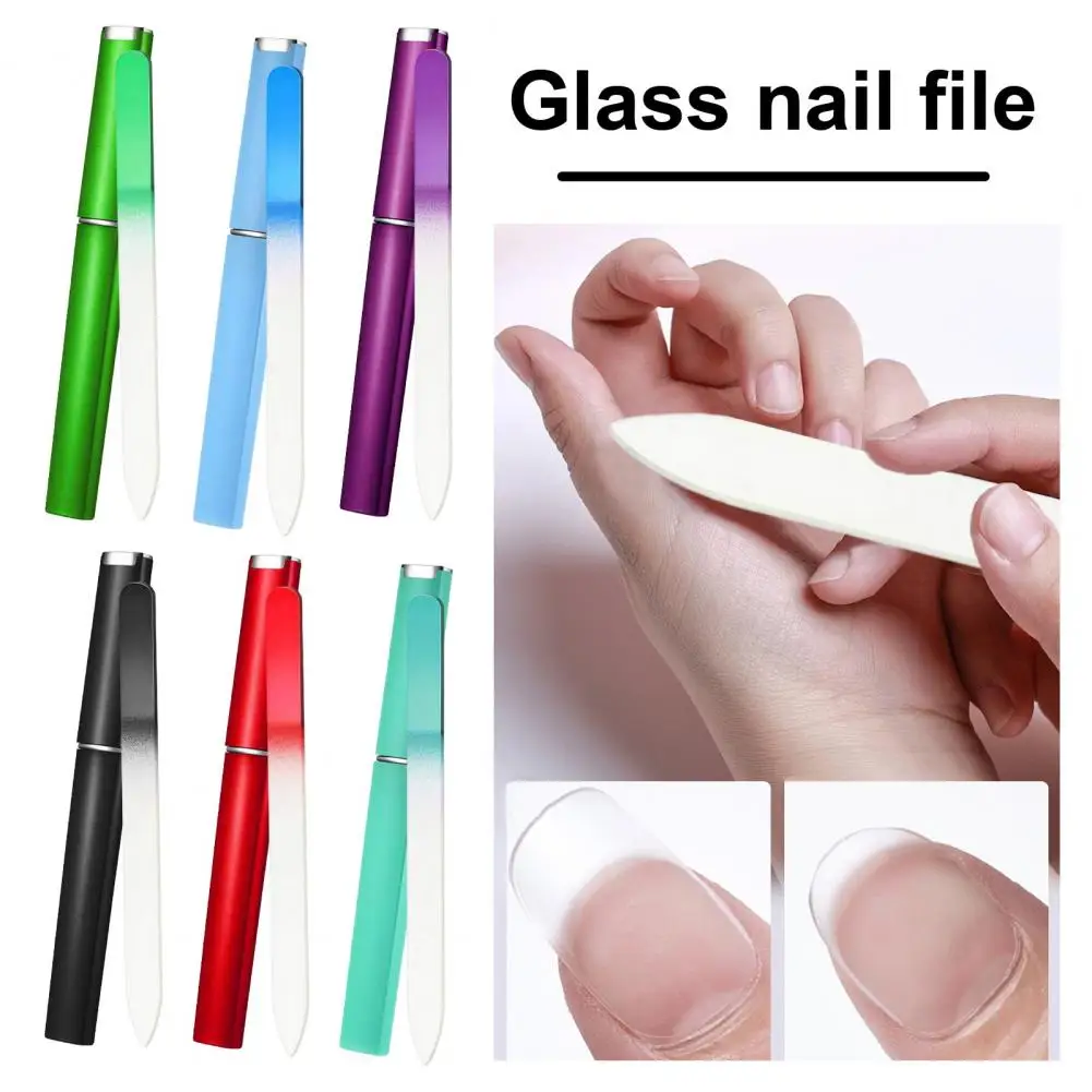 Professional Crystal Glass Nail Files Durable Gradient Double Sided Nail Art Buffer Files With Cases For Women Girl Beauty Tools