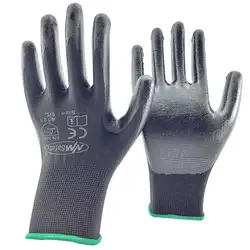 NMShield-guantes de protección de manos para trabajo de seguridad, manoplas de nitrilo recubiertas de poliéster de calibre 13, para jardinería y hogar