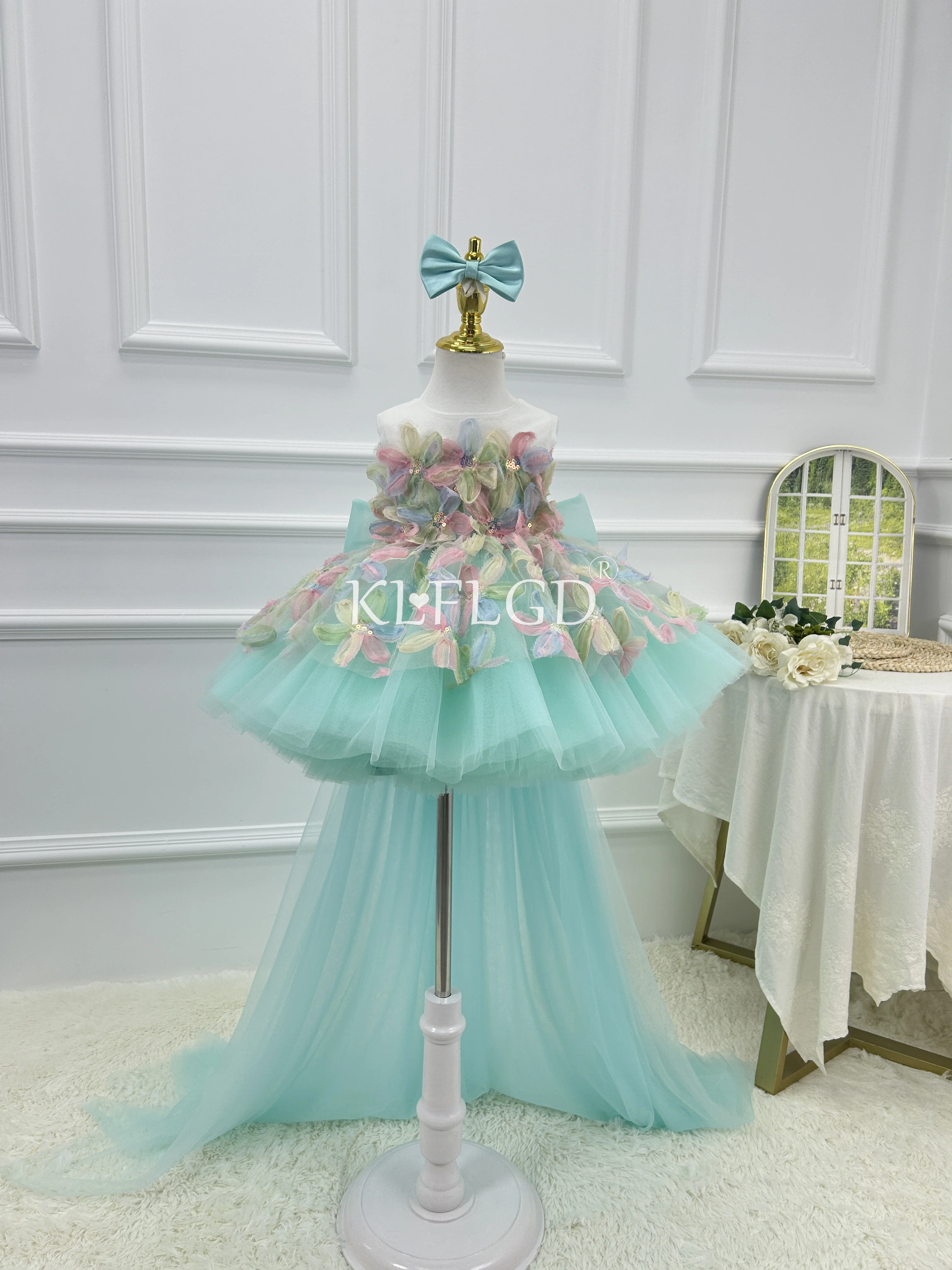 lucy in the sky dresses Blue Gala evening gown, Pageant ball gown, Birthday Girl Dress, Flower –  ElsaFAIRYdressesSHOP main image 1
