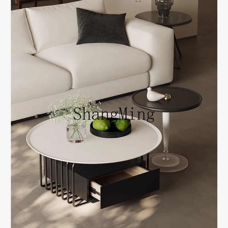 

SM home new retro style creative stainless steel combination coffee table high-end round table