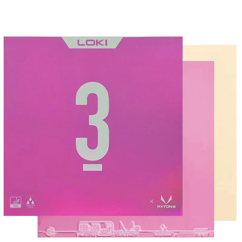 LOKI RXTON 3 Kleurrijk Tafeltennisrubber met Cake Sponge Sticky Professioneel Ping Pong Rubber Blad Blauw Roze Groen Paars
