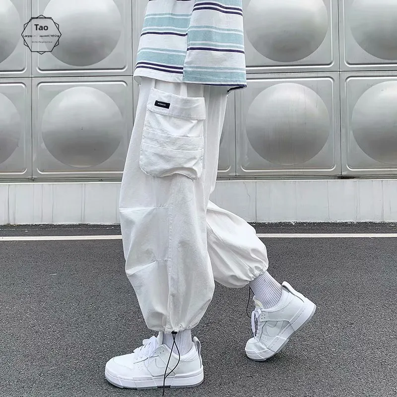

Мужские летние тонкие повседневные брюки из ледяного шелка, быстросохнущие, прямого кроя, модные, в корейском стиле, рабочие брюки