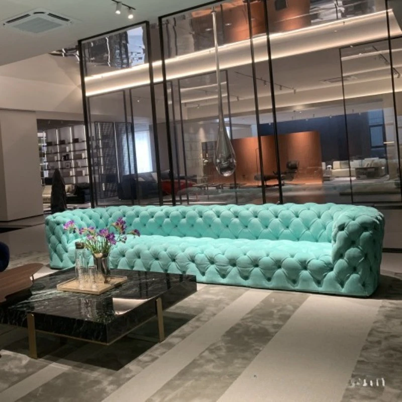 Minimalist high-end first-floor cowhide villa full leather moon surface pull-up sofa