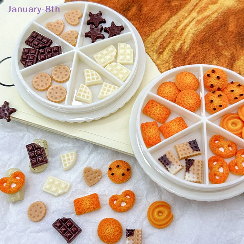 3D Simulated Cookies Resin Nail Art Decorations Funny Creative Chocolate Bean Biscuits Nail Charms For DIY Crafts Manicure Salon