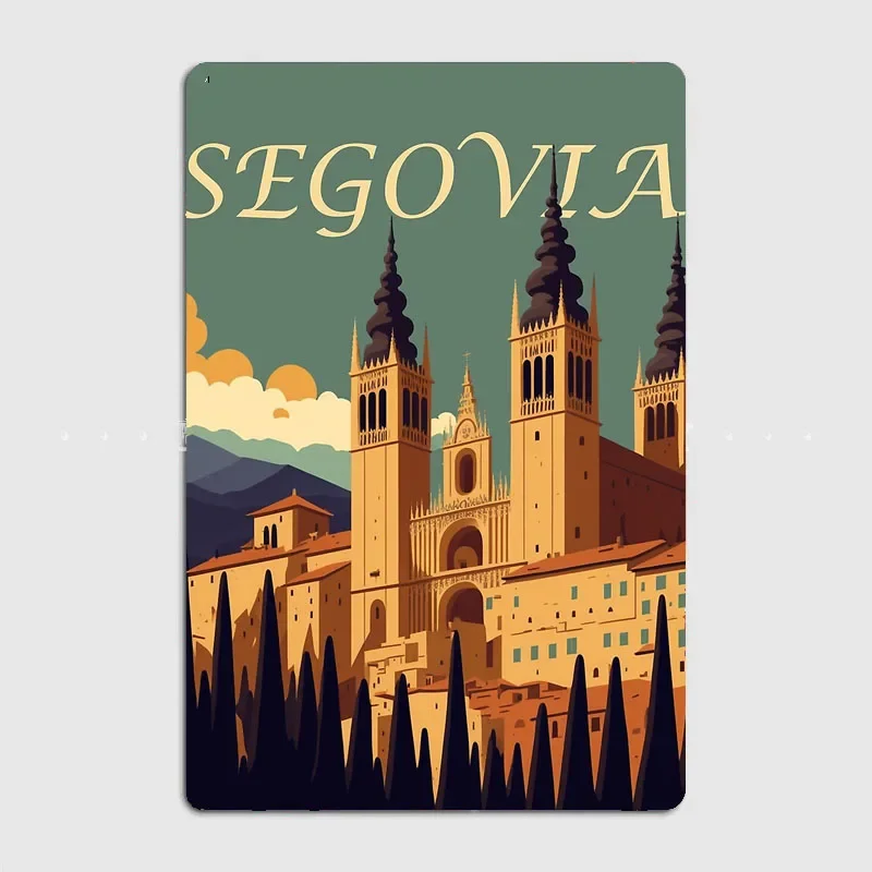 Segovia Alcazar City Travel Scenery Sights Retro Poster Metal Sign Garage Club Indoor Room Wall Decor Custom Tin Home Decor