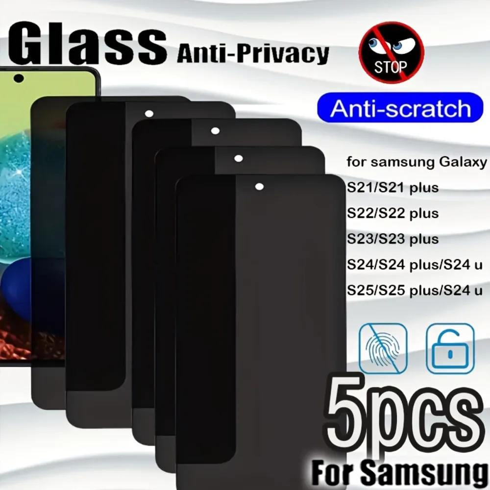 5pcs Privacy Screen Protector for SamSung Galaxy S25 Ultra/S24/S24+/S25/S25 Plus /S25 Ultra 9H Tempered Glass, Anti-Scratch