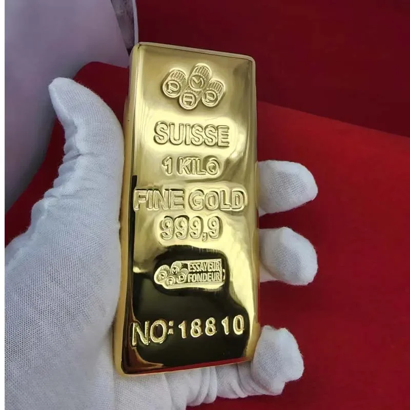 1:1 Copy Switzerland 1kilo/1000g 24k Gold Bar Bullion Replica Swiss Jewelry Store Bank Display Anti-theft Sample