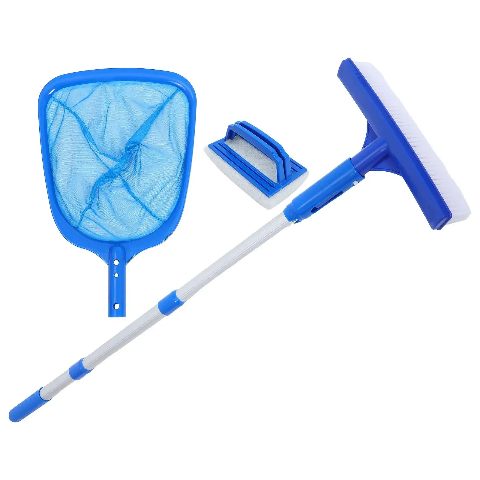Swimming Pool Cleaning Kit，Aluminum Pole with Leaf Skimmer & Pool Brush