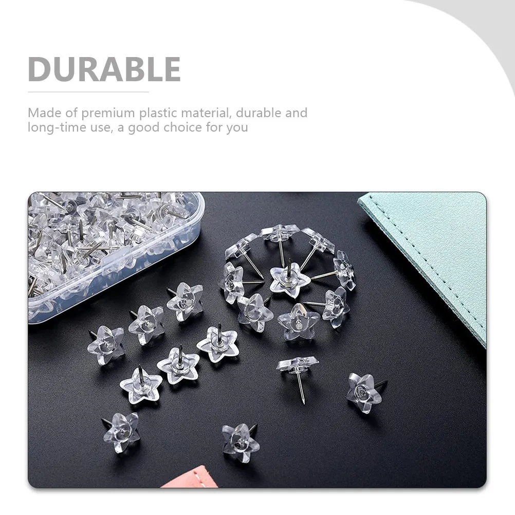 

200pcs Star Shaped Push Pins Plastic Thumb Tacks Clear Drawing Pins Photo Decorative School Supply Home Decor
