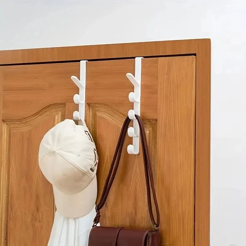 

1pc Bedroom Door Hanger Clothes Hanging Rack Over The Door Plastic Home Storage Organization Hooks, Purse Holder For Bags Rails